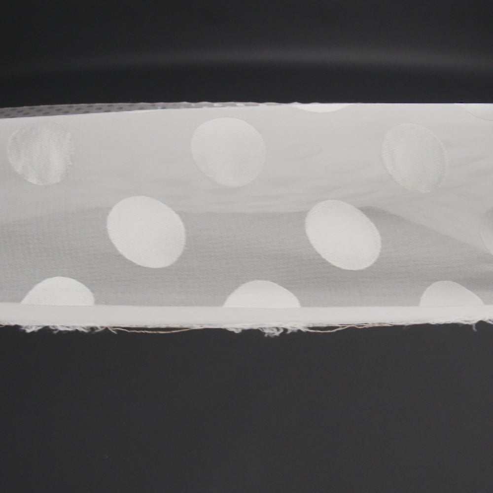 Famous Australian Designer Cream Burnout Satin Polka Dots Silk and Viscose Georgette