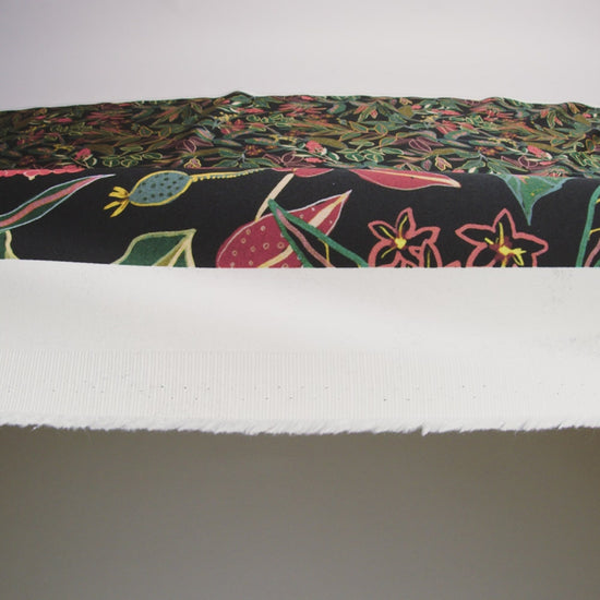 Stretch Cotton Sateen - Black and Green Foliage - Mystery of Renewal Print - Mood Exclusive Key Largo Collection