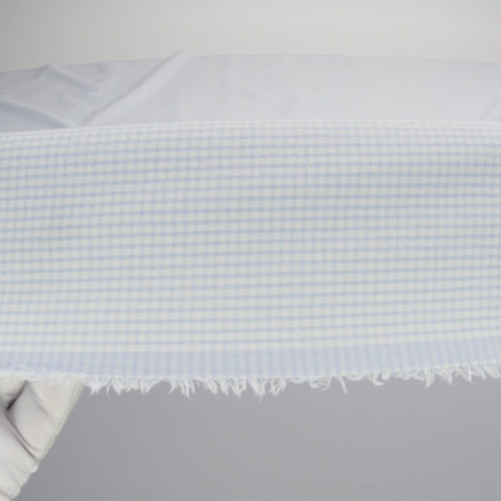 Organic Cotton Seersucker - Light Blue Gingham - Olinda Collection