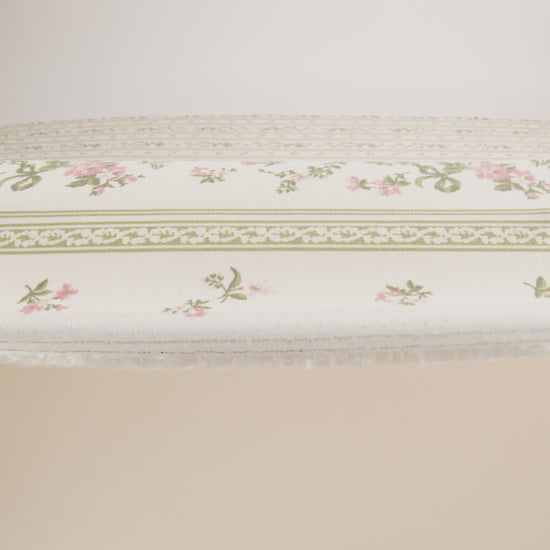 Sustainable Viscose Crepe Print - Dusty Pink and Moss Green Antique Floral and Stripes - Designer Deadstock - Image 6 of 6