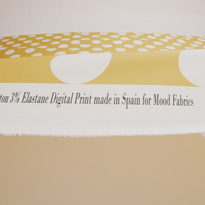 Stretch Cotton Sateen - Yellow Polka Dots - Mahina Dots Print - Mood Exclusive Aloha Collection