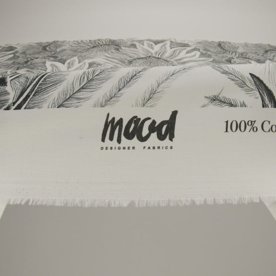 Cotton Voile - Black and White Sunflowers - Mood Exclusive Floral Hideaways Print