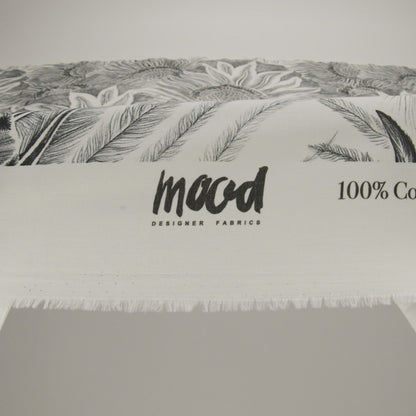 Cotton Voile - Black and White Sunflowers - Mood Exclusive Floral Hideaways Print