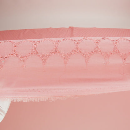Embroidered Eyelet Cotton Voile - Warm Coral Circles of Circles - Naomi Collection