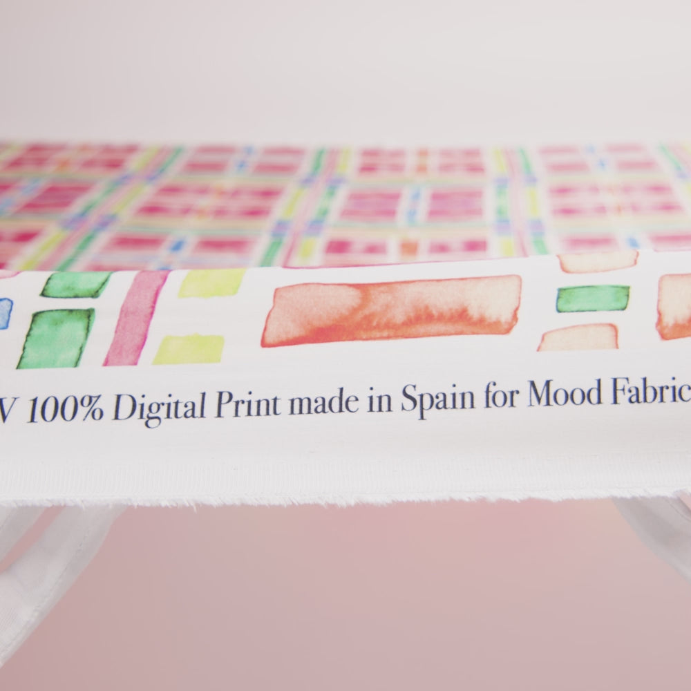 Rayon Challis - Rainbow Watercolor Plaid - Jujube Jubilee Print - Mood Exclusive Sugar Collection