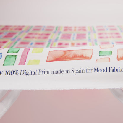 Rayon Challis - Rainbow Watercolor Plaid - Jujube Jubilee Print - Mood Exclusive Sugar Collection