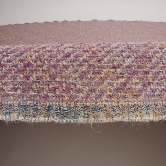 Fuzzy Polyester and Wool Blend Woven Metallic Tweed - Beige, Pink and Gold