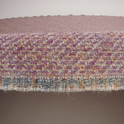 Fuzzy Polyester and Wool Blend Woven Metallic Tweed - Beige, Pink and Gold