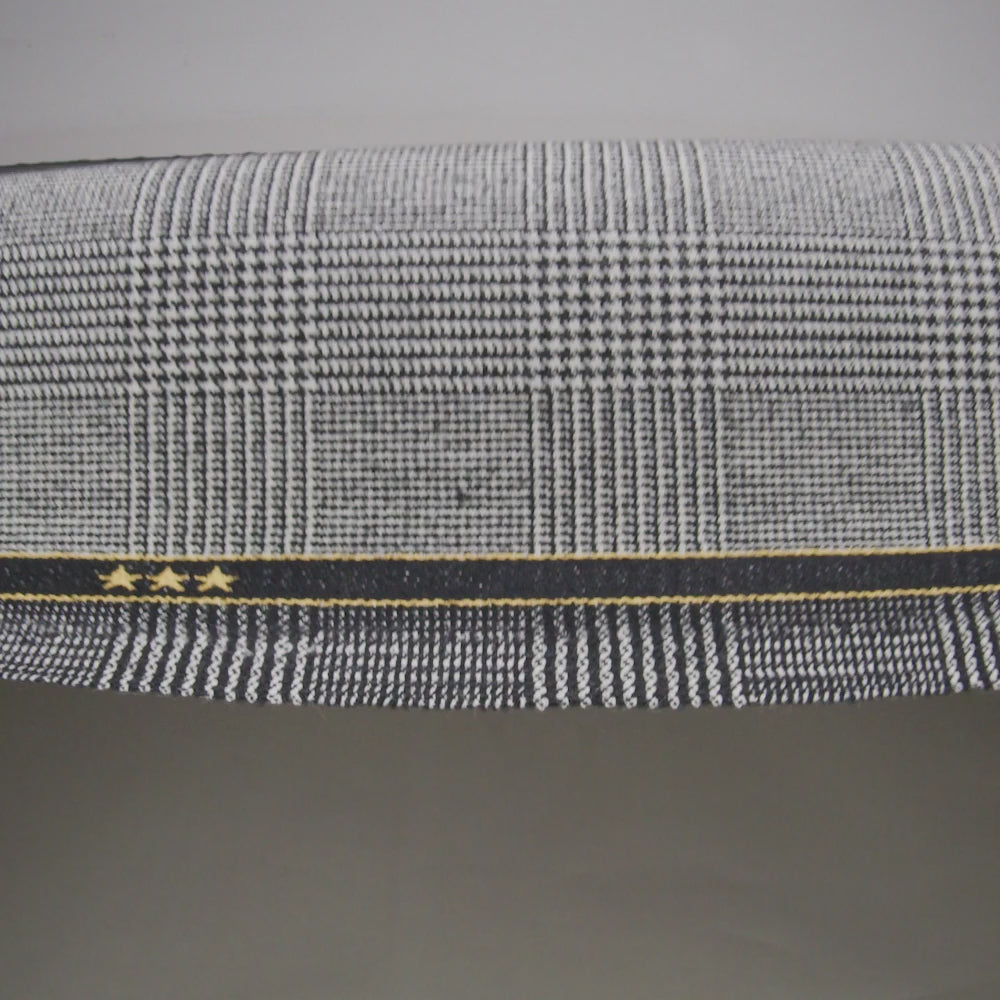 Brushed Virgin Merino Wool Twill - Black and White Glen Plaid - Image 6 of 6