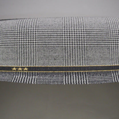 Brushed Virgin Merino Wool Twill - Black and White Glen Plaid