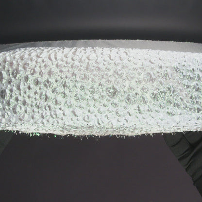 Metallic Bright White and Green Iridescent Bubbly Organza Brocade