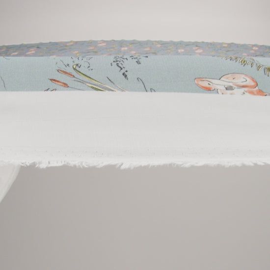 Sustainable Viscose Woven Print - Steel Blue, Pink and Green Flamingoes and Plants - Mood Exclusive Flamingo Festivities