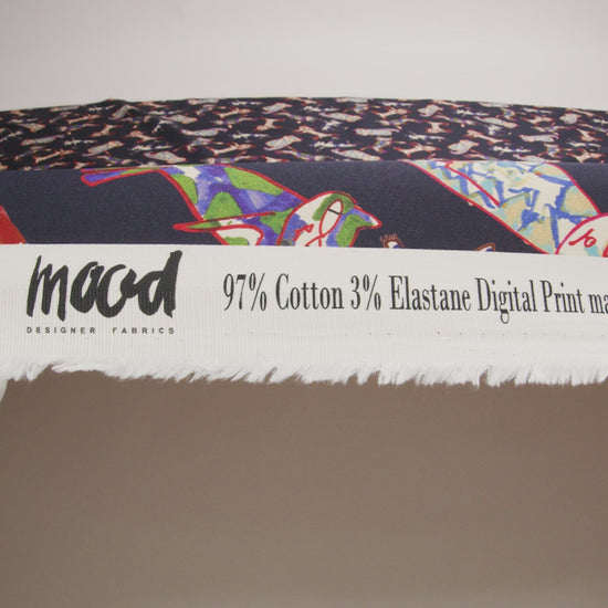 Stretch Cotton Sateen - Colorful Cats on Black - Fatuous Felines Print - Mood Exclusive Tumunyana Collection