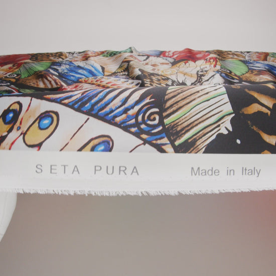 Mood Exclusive Italian Multicolor Butterflies Digitally Printed Silk Charmeuse