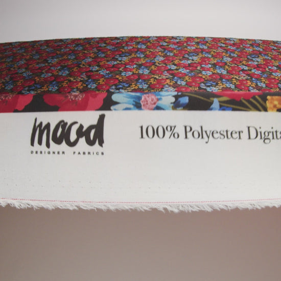 Polyester Twill Print - Red, Blue and Yellow Floral - Mood Exclusive Poppies Please