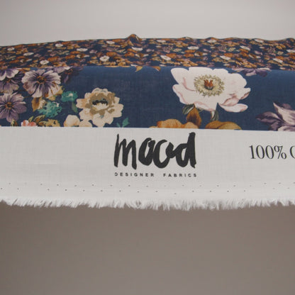 Cotton Voile - Navy and Orange Floral - Floral Dreams Print - Mood Exclusive St. Tropez Collection