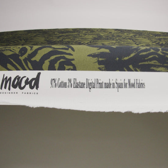 Stretch Cotton Sateen - Olive Zebras and Stripes - Marajo Print - Mood Exclusive Rio Collection - Image 5 of 5