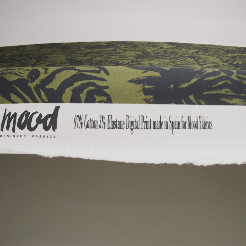 Stretch Cotton Sateen - Olive Zebras and Stripes - Marajo Print - Mood Exclusive Rio Collection - Image 5 of 5