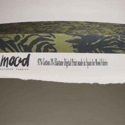 Stretch Cotton Sateen - Olive Zebras and Stripes - Marajo Print - Mood Exclusive Rio Collection
