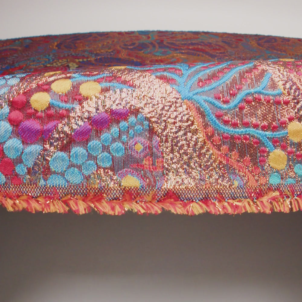 Metallic Copper, Blue and Red Organic Flow Luxury Brocade