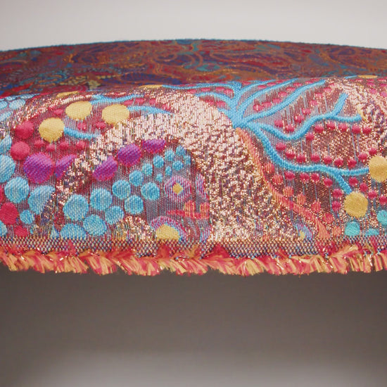 Metallic Copper, Blue and Red Organic Flow Luxury Brocade - Image 6 of 7