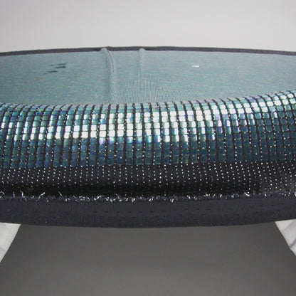Blue Oil Slick and Black Squares Foiled Stretch Nylon Knit