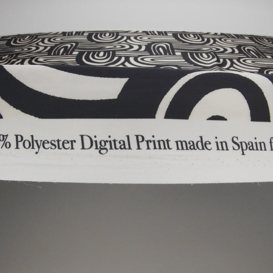 Polyester Satin - Black and Pale Beige Abstract Lines and Loops - Mood Exclusive Architect’s Easel Print