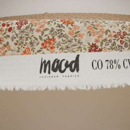 Cotton and Viscose Striped Seersucker - Gray, Burgundy and Olive Little Flowers - Mood Exclusive Sunny Sprouts Print