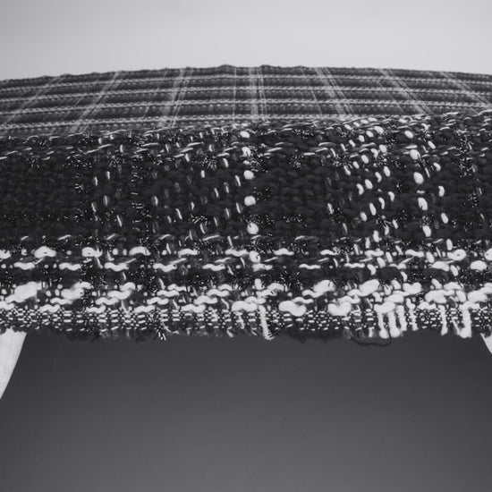 Metallic Polyester and Cotton Twill Tweed - Black and White Plaid