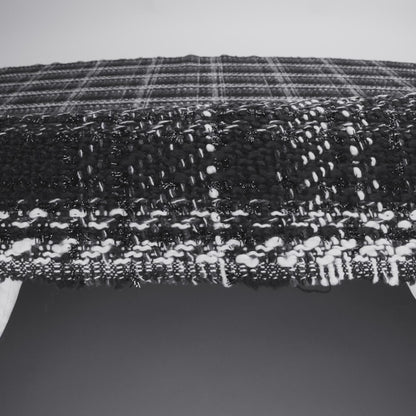 Metallic Polyester and Cotton Twill Tweed - Black and White Plaid