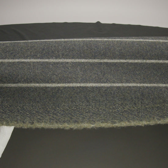 Stretch Virgin Wool Twill Suiting Made in Italy - Dark Green and White Chalk Stripes