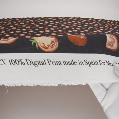 Sustainable Viscose Woven Print - Jet Set Black and Red Tomatoes - Mood Exclusive Homegrown Haute Couture