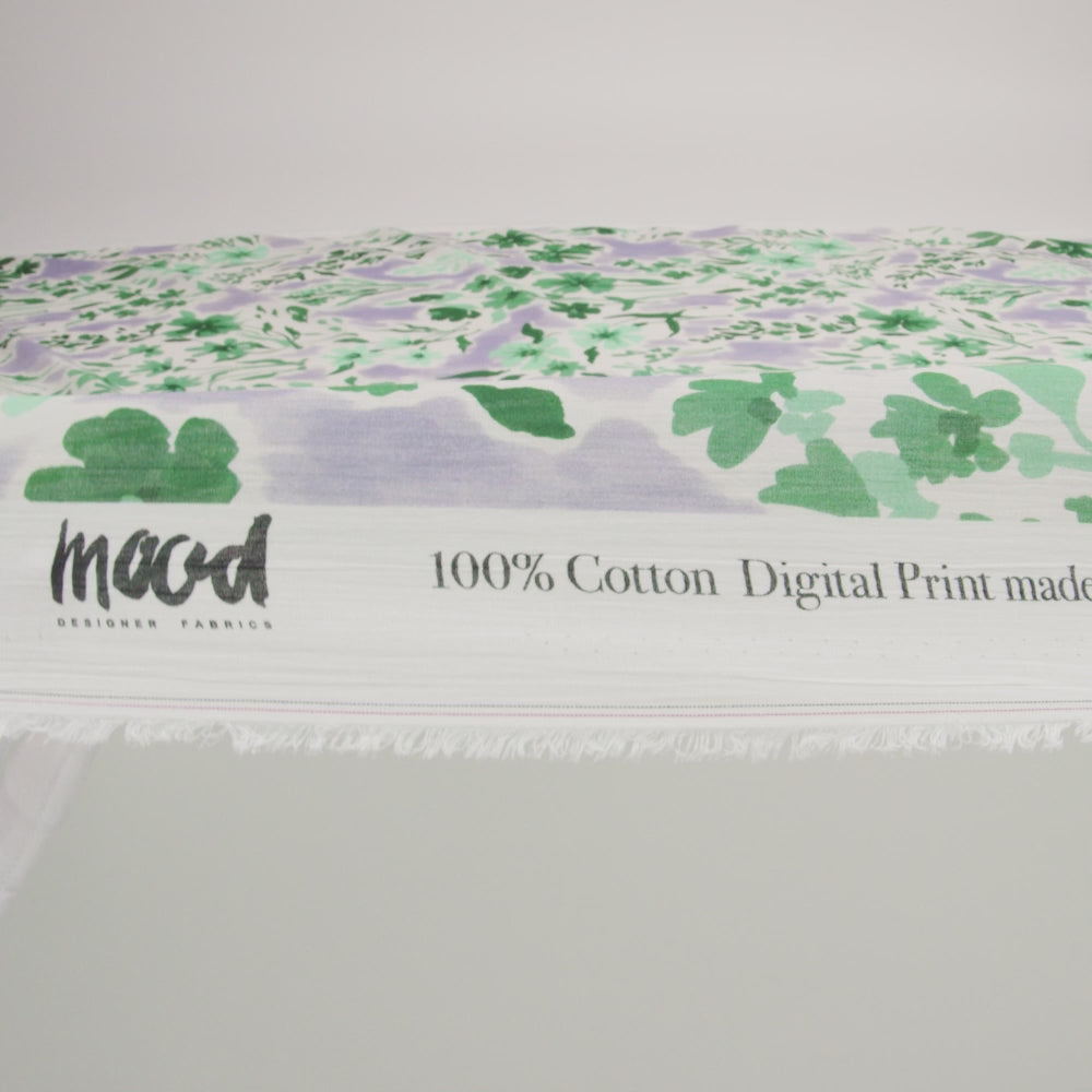 Crinkled Cotton Gauzy Woven Print - Lavender and Green Floral - Mood Exclusive Abundance Mindset - Image 6 of 6