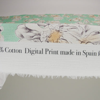 Slubbed Gauzy Cotton Woven - Mint Green, Golden Yellow and Off White Floral - Mood Exclusive Color Me Chrysanthemum Print