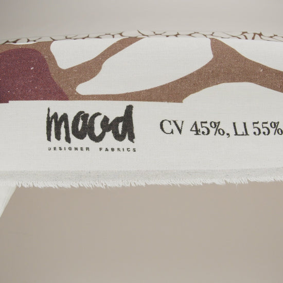 Linen and Rayon Woven - Brown, Cream and Burgundy Abstract Daisies - Mood Exclusive Dilly-Dally Daisies Print