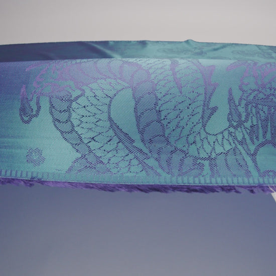 Dragons Jacquard Lining - Aqua and Purple Bi-Color