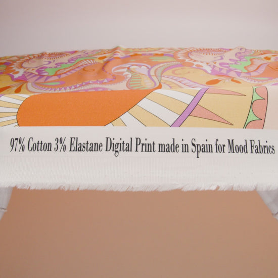 Stretch Cotton Sateen - Orange and Pink Abstract - Festival Daydreams Print - Mood Exclusive Groove Collection - Image 6 of 7
