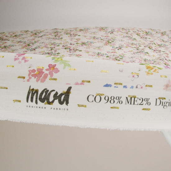Cotton Voile Print with Metallic Dots - Off-White Floral - Mood Exclusive April Awakening