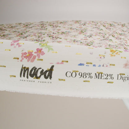 Cotton Voile Print with Metallic Dots - Off-White Floral - Mood Exclusive April Awakening