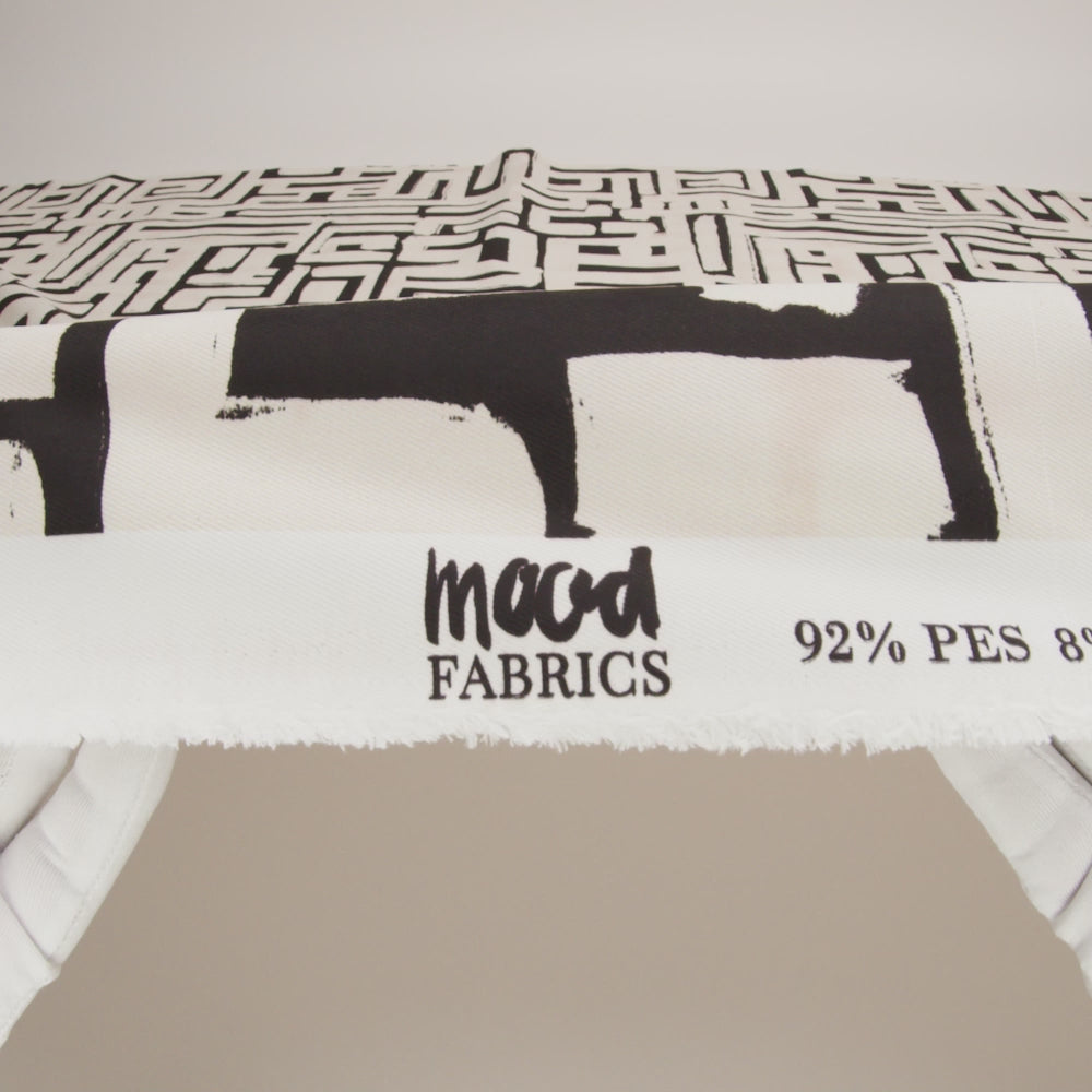 Peached Polyester Twill - Black and White Geometric Painting - Mood Exclusive Mobius Maze Print - Image 6 of 6