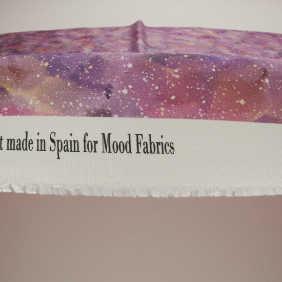 Stretch Cotton Sateen - Pink, Purple and White Abstract - Hope Spotted Print - Mood Exclusive Wisteria Collection