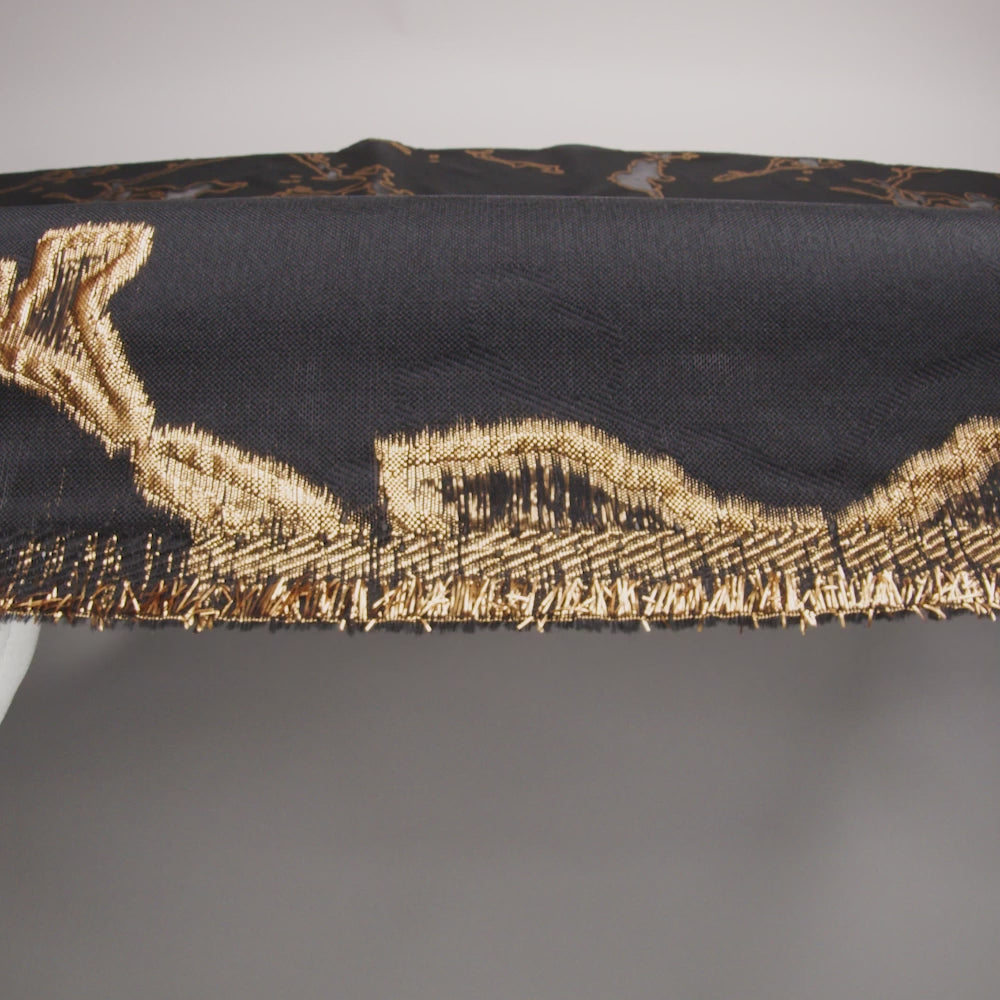 Metallic Gold and Black Abstract Embers Luxury Burnout Brocade - Image 6 of 7
