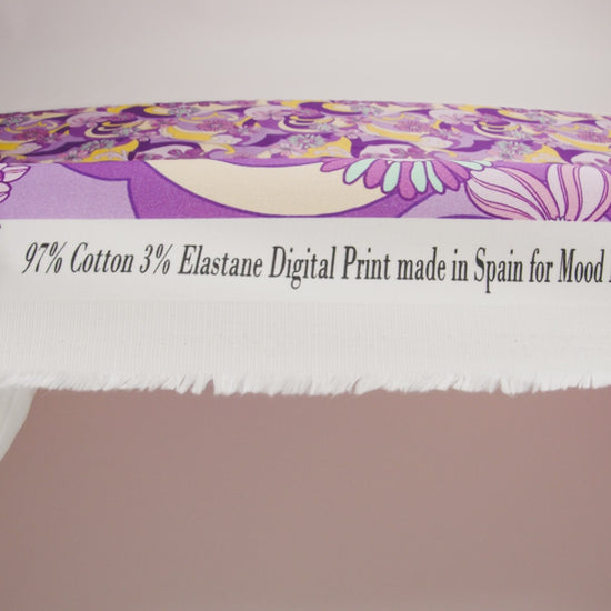 Stretch Cotton Sateen - Purple Swirls and Florals - Float Away Print - Mood Exclusive Groove Collection - Image 6 of 7