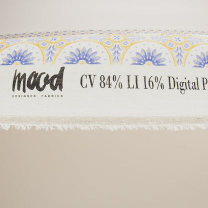 Viscose and Linen Woven Print - Violet Storm and Yellow Floral Tiles - Mood Exclusive Sao Bento