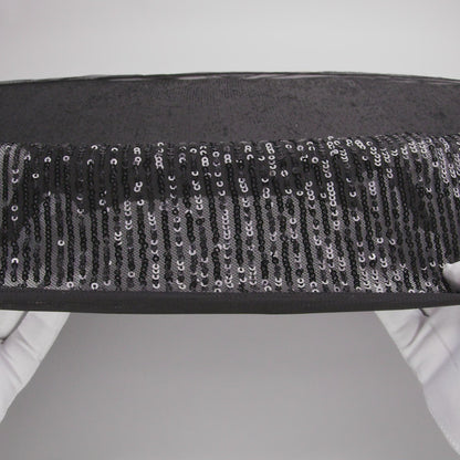 Stretch Mesh with Baby Sequin Rows - Black on Black - Designer Deadstock