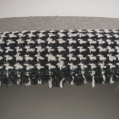 Polyester and Wool Blend Boucle Tweed with Baby Sequins - Black and White Checks