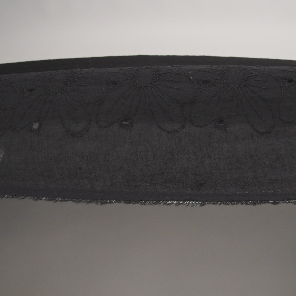 Embroidered Eyelet Cotton Voile - Black All-Over Flowers - Naomi Collection