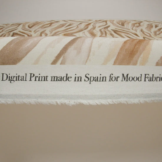 Linen and Rayon Woven - Beige, Brown and Cream Painterly Animal Stripes - Mood Exclusive Safari Sweep Print