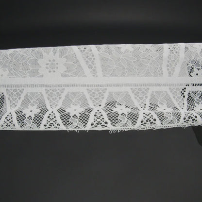Raschel Lace Panel with Finished Edges - Ivory Geometric and Floral