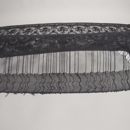 Nylon Raschel Lace - Black Fancy Floral with Scalloped Borders